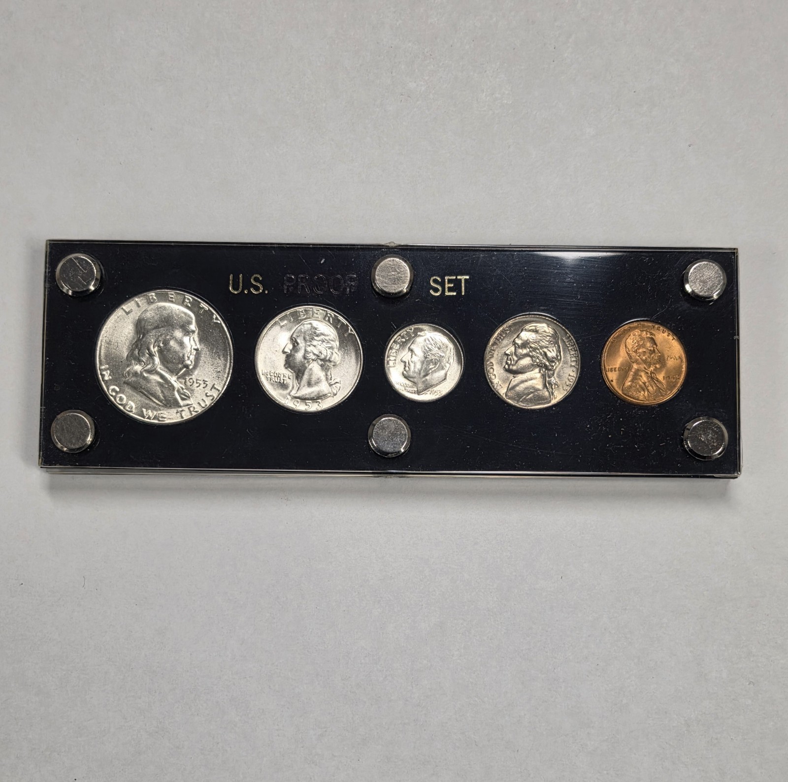 1953 S US Mint Set In Black Capitol Holder - 1953 S US Mint Set In Black Capitol Holder -