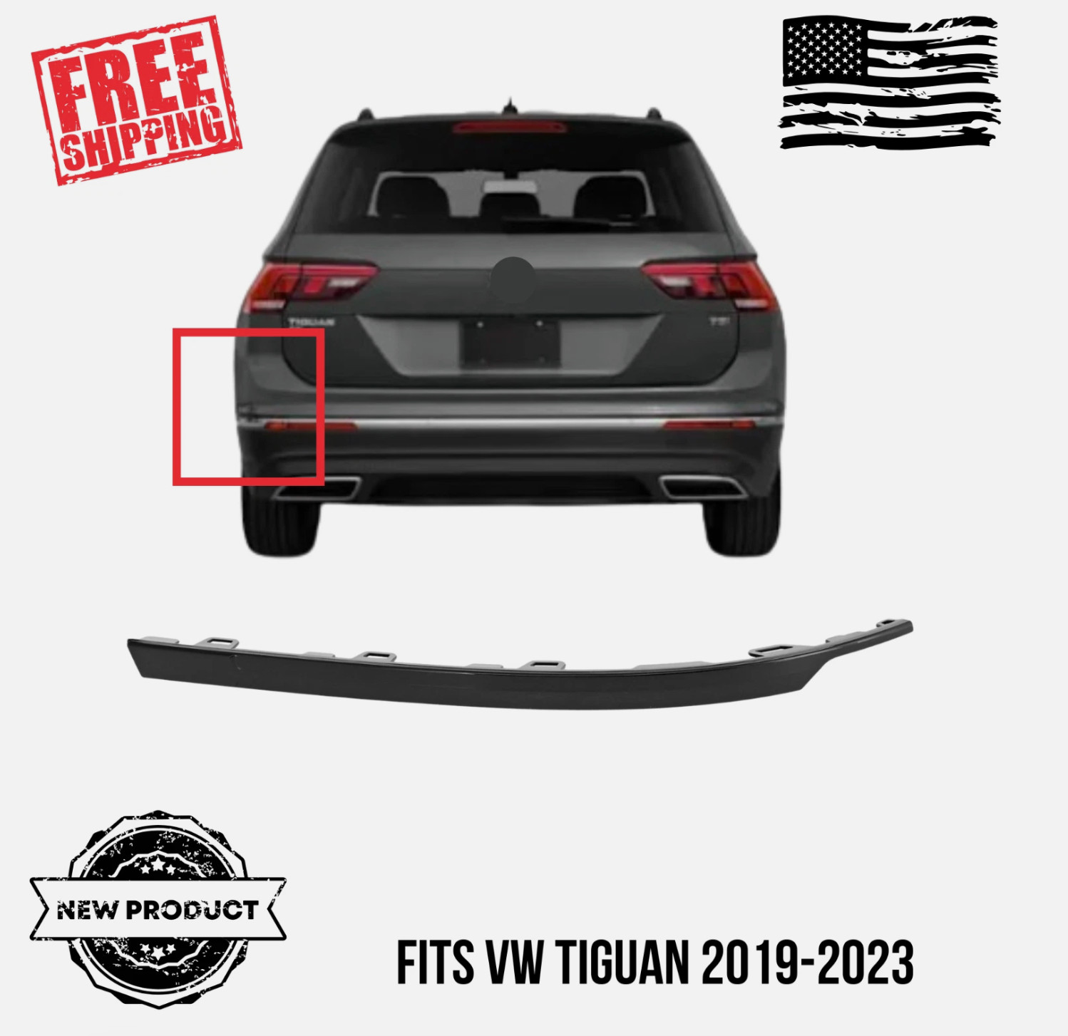 Fits 2019-2023 Tiguan Rear Outer Bumper Trim Black Left Fits 2019-2023 Tiguan Rear Outer Bumper Trim Black Left