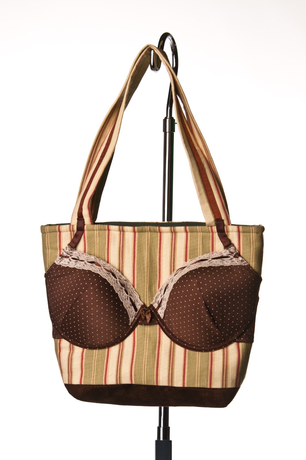 Vintage Handmade Bra Purse Brown Floral Lingerie Novelty Tote Shoulder Bag Y2K