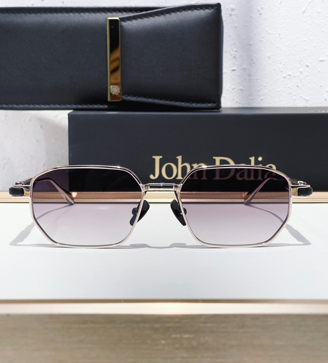 John Dalia MILES Limited Edition Gold Metallic Purple Gradient Sunglasses