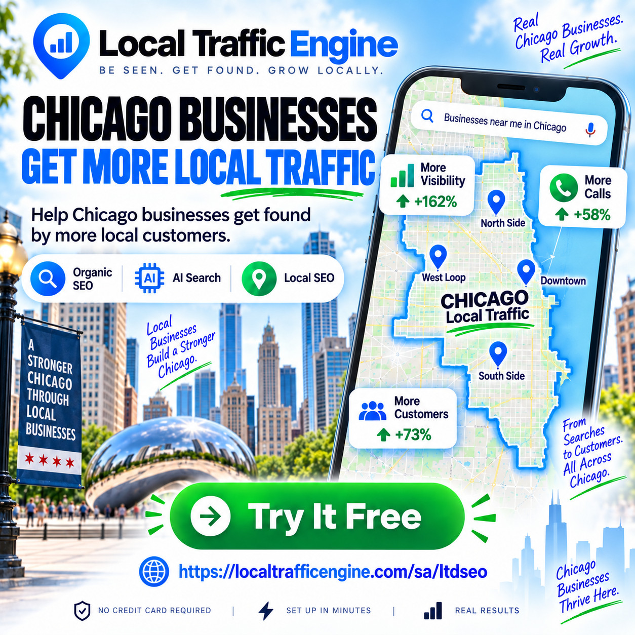 CHICAGO - GET LIFETIME SEO SERVICE ORGANIC TRAFFIC TRY FOR 10 DAYS BEFORE BUY