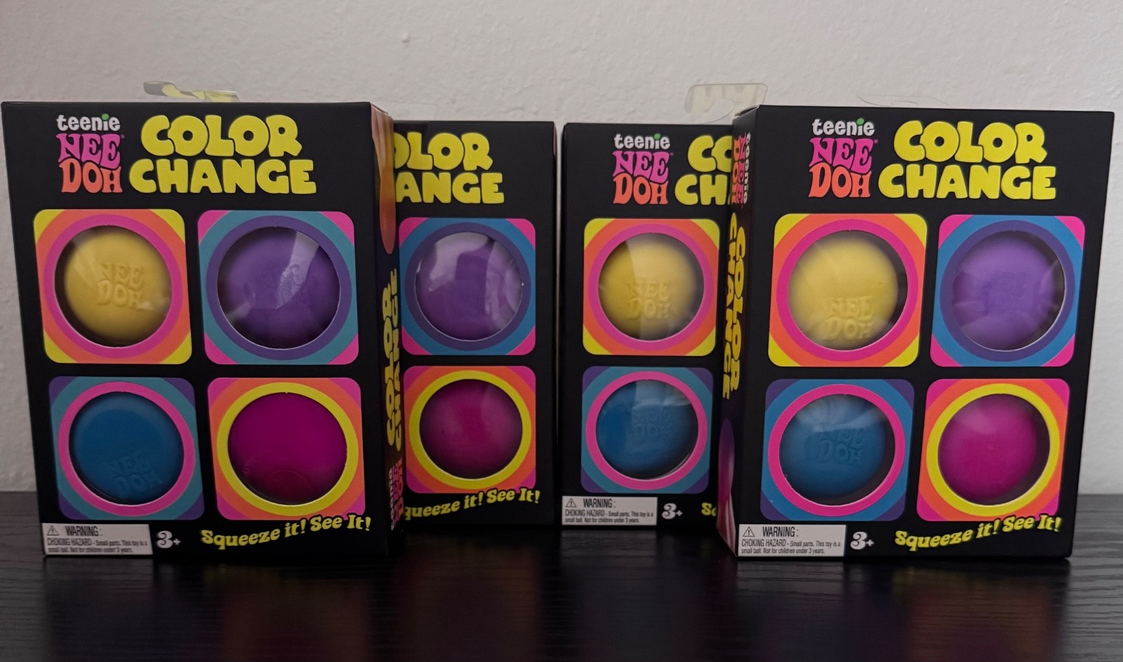 Lot of 4 Authentic Schylling NeeDoh Teenie Color Change Multicolor 4 Pack