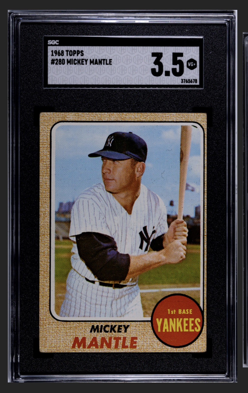 1968 TOPPS #280 MICKEY MANTLE SGC 3.5