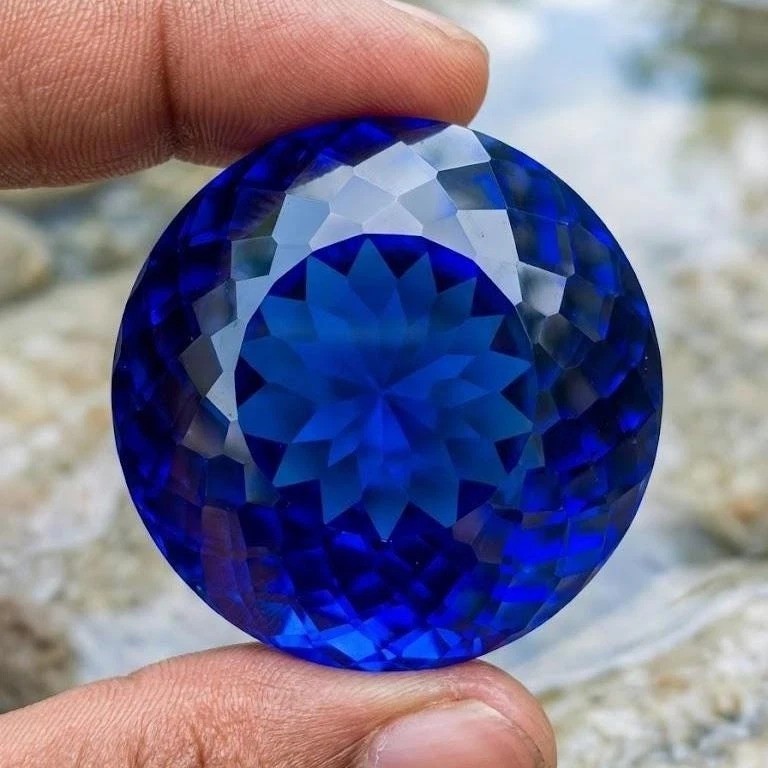 Natural Royal Blue Topaz 100 Ct AAA Round Cut Brazilian Certified Loose Gemstone