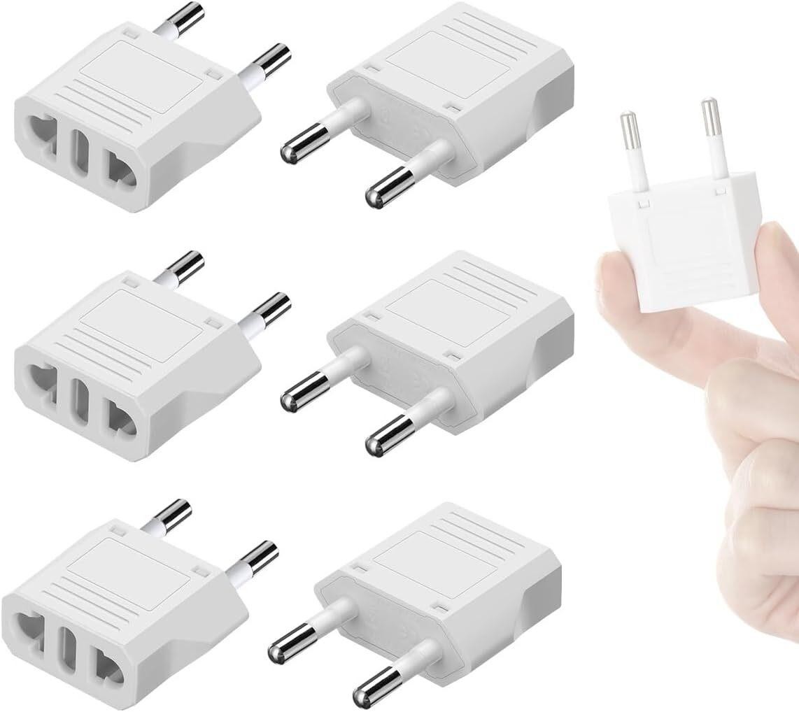 3 or 6pc European Travel Plug Adapter Us to Europe Plug Adapter Outlet Converter