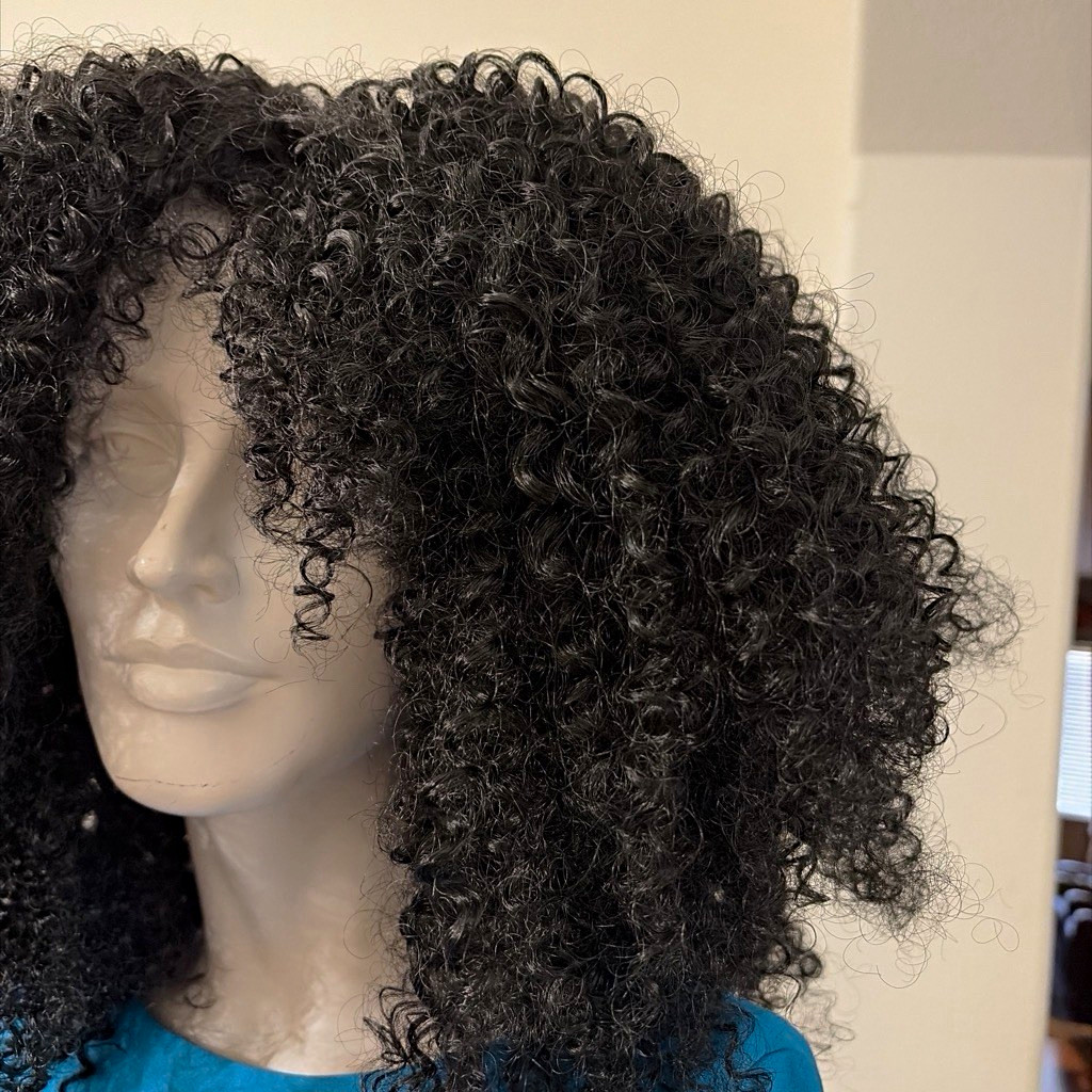 Black Curly Long Lace Front Synthetic Wig Heat Resistant Free-Part Elastic Black Curly Long Lace Front Synthetic Wig Heat Resistant Free-Part Elastic
