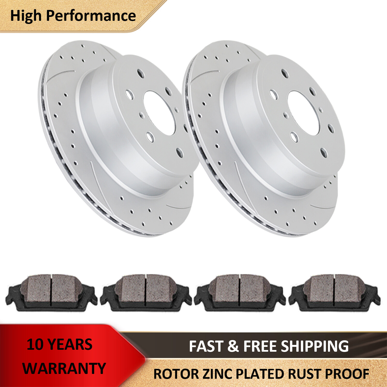 Drilled Slotted Rear Brake Rotors Brake Pads Kit for Silverado Sierra 1500 Tahoe Drilled Slotted Rear Brake Rotors Brake Pads Kit for Silverado Sierra 1500 Tahoe