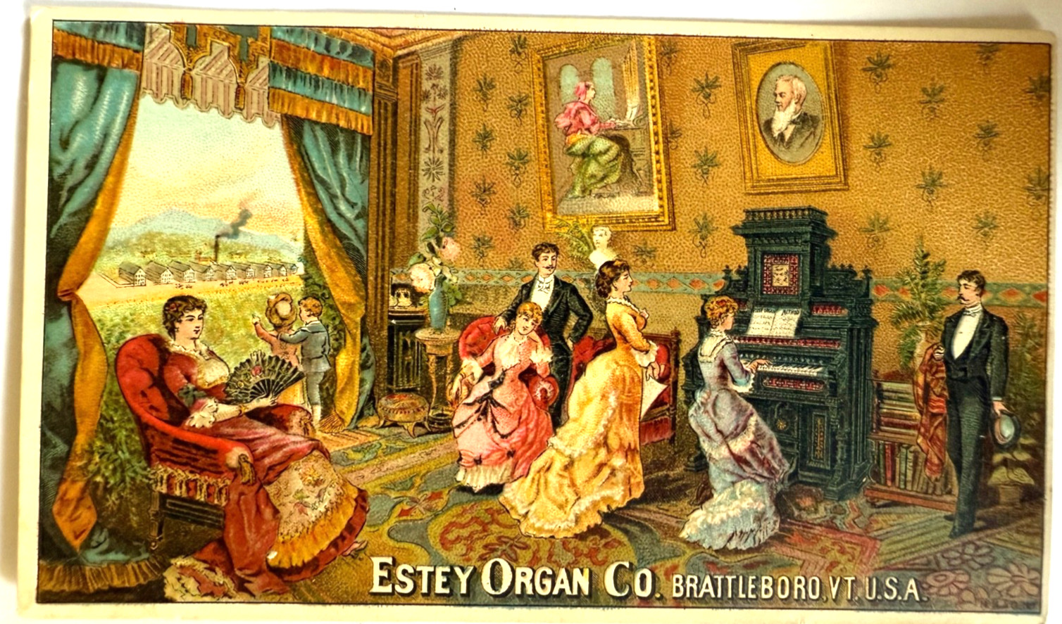 c1880s Antique Trade Card Estey Organ Co, Brattleboro, VT 5 1/2 c1880s Antique Trade Card Estey Organ Co, Brattleboro, VT 5 1/2