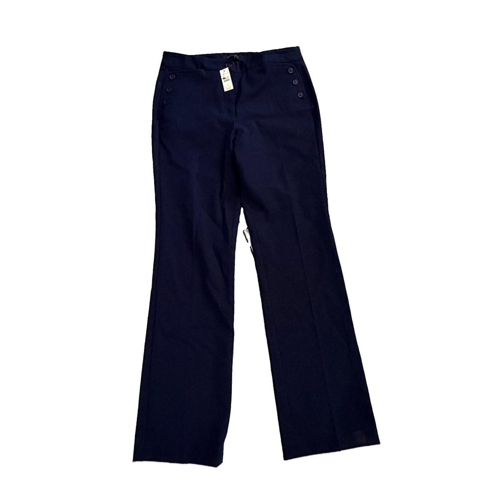 New Talbots Indigo Blue Sailor Style Front Buttons Work Pants sz 6 NWT $109