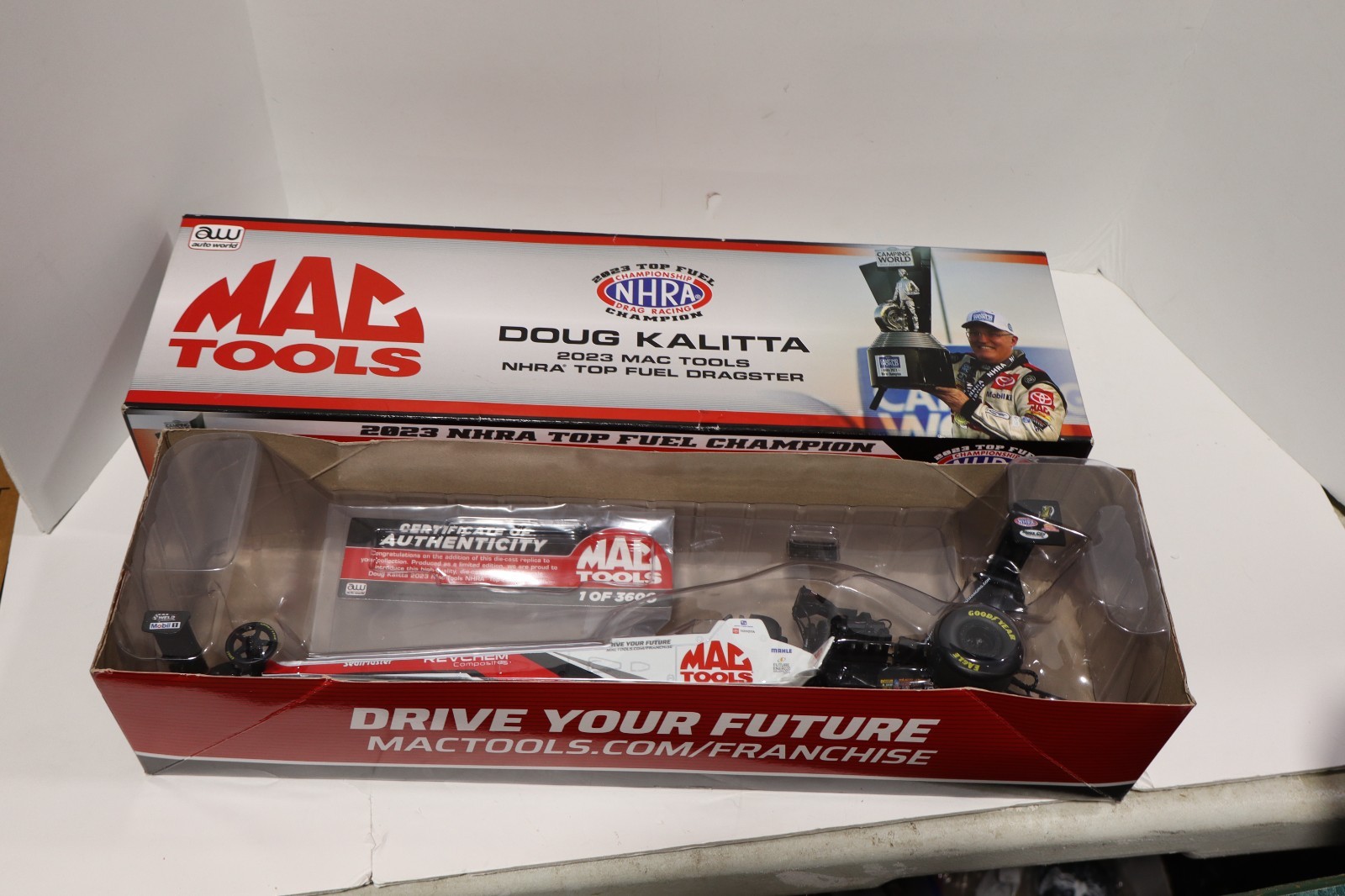 Doug Kalitta 2023 Mac Tools Champion NHRA T/F Dragster 1/24 Doug Kalitta 2023 Mac Tools Champion NHRA T/F Dragster 1/24