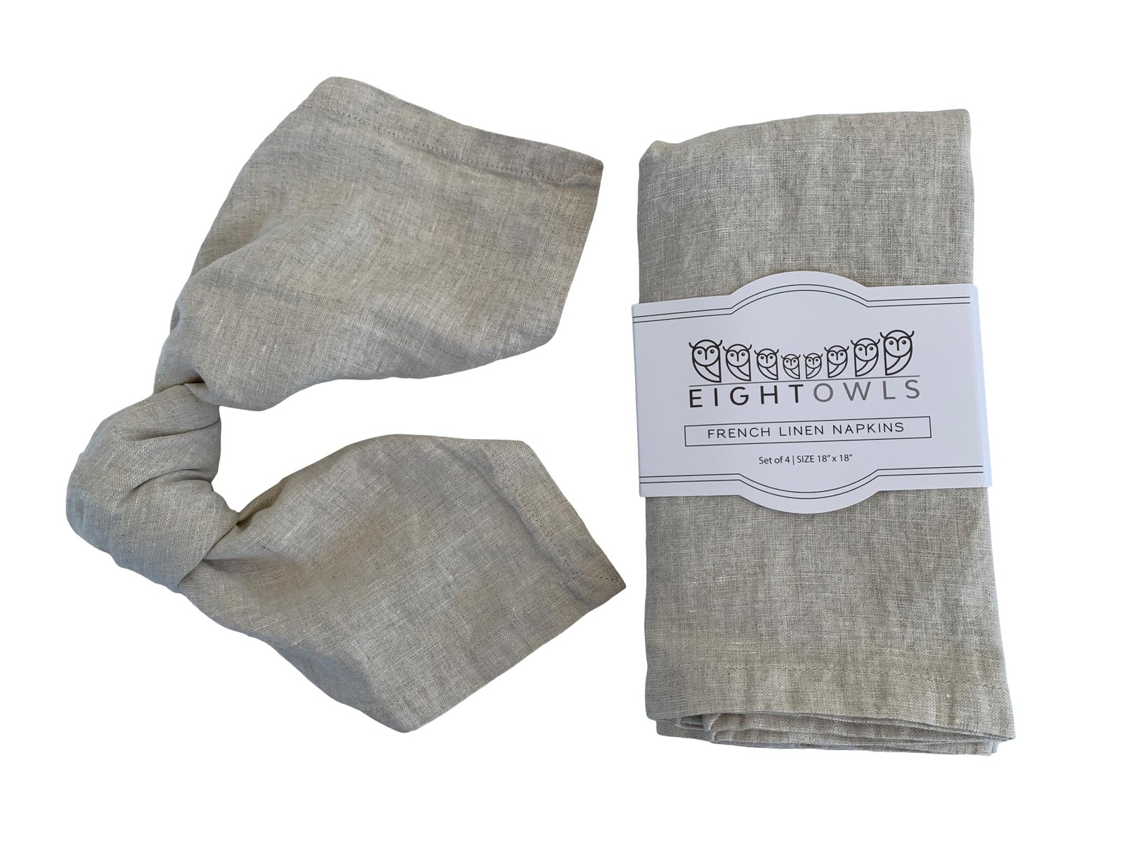 Eight Owls Linen Napkins 100% French Flax Stonewashed Pure Linen Cloth Napkins