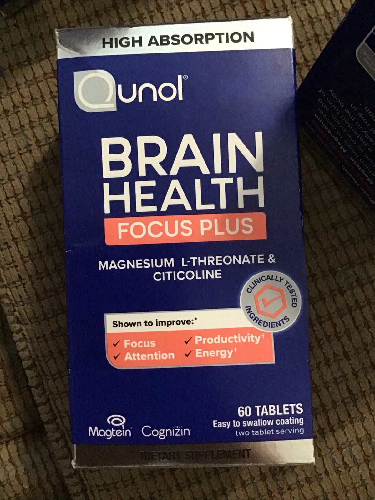 Qunol Brain Health Focus Plus Magnesium L-Threonate Citicoline 60 Tablet 02/2027 Qunol Brain Health Focus Plus Magnesium L-Threonate Citicoline 60 Tablet 02/2027