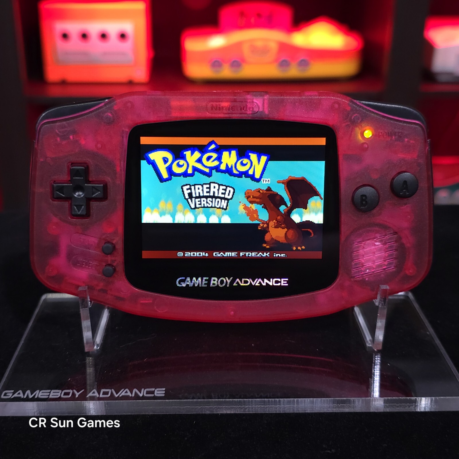 Clear Red Game Boy Advance GBA Console with iPS V5 Backlight Backlit LCD 