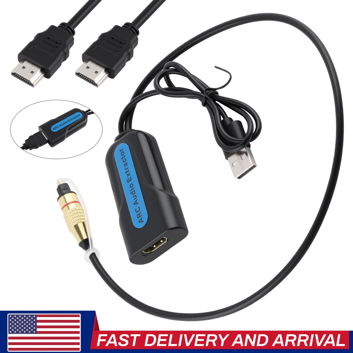 ARC eARC Audio Extractor to Optical 192kHz 24bit Dolby DTS 5.1 HDMI-compatible