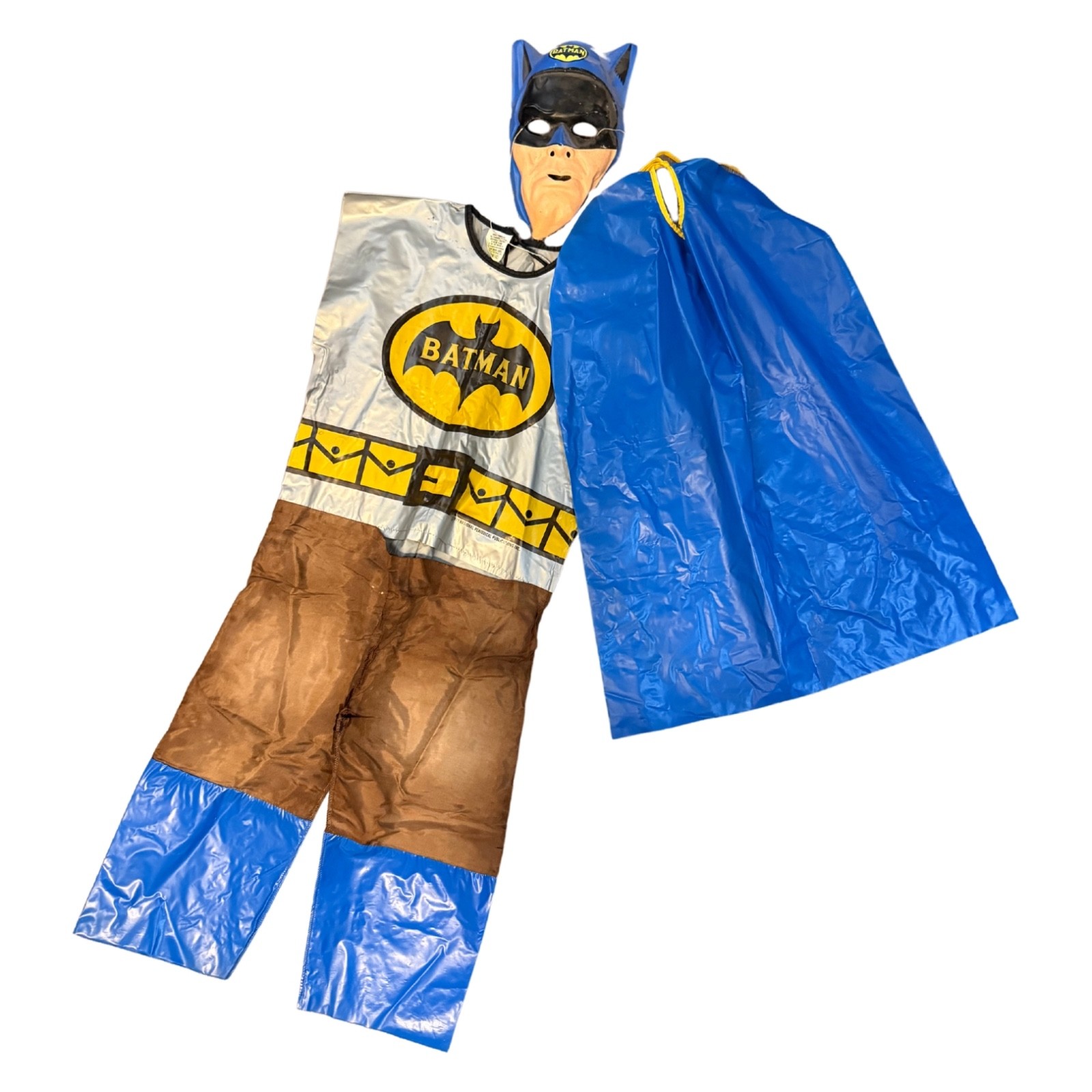 Vintage 1973 Ben Cooper Batman Halloween Costume Mask Cape Medium 8-10 DC Comics