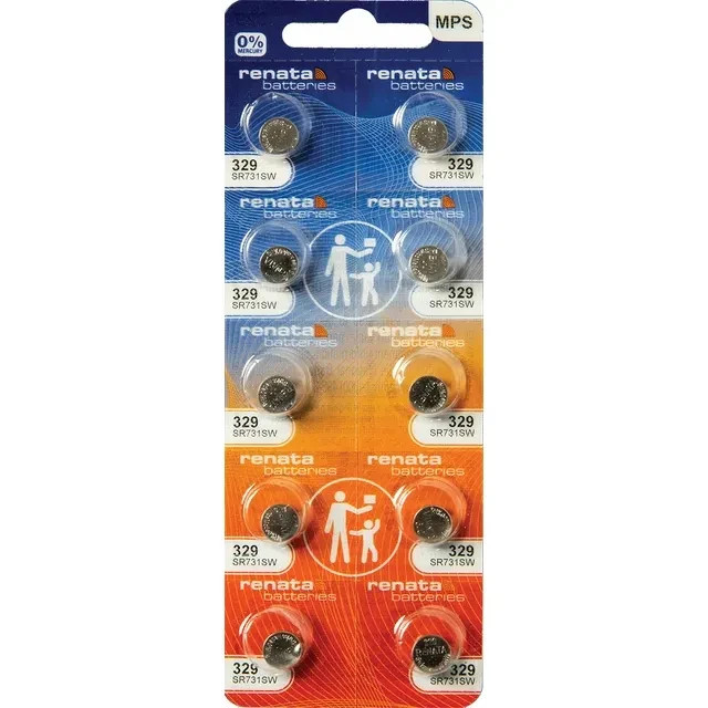 Ten (10) Renata 329 Watch Batteries SR731SW SR731 0% MERCURY Ten (10) Renata 329 Watch Batteries SR731SW SR731 0% MERCURY