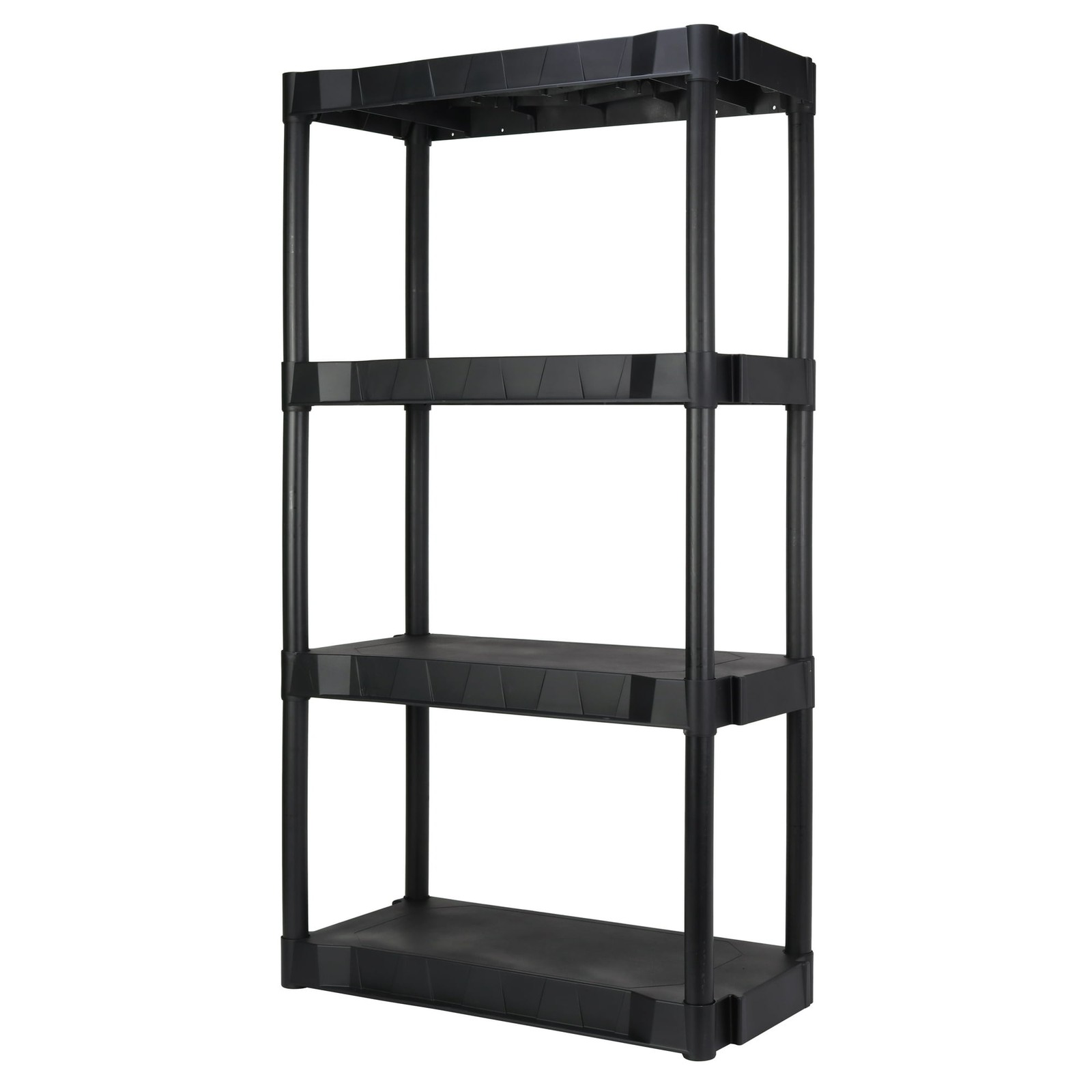 Hyper Tough 4 Shelf Plastic Shelving Unit, 13.88 in D x 30 in W x 56.2 in H, Bla