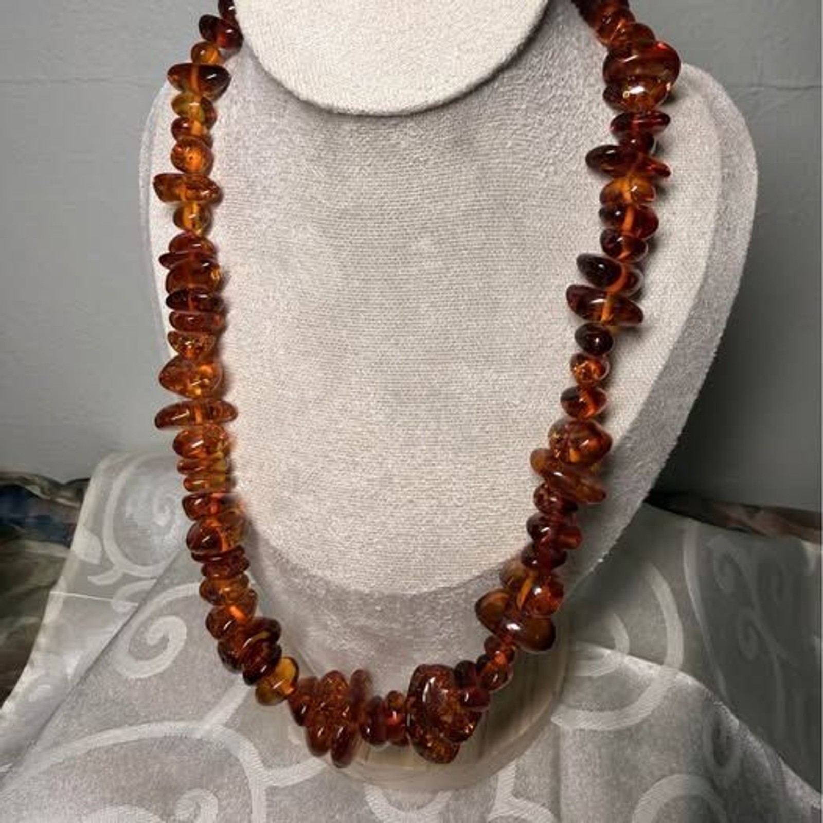 Vintage Genuine Amber Nugget Necklace 58g 20\ Vintage Genuine Amber Nugget Necklace 58g 20\