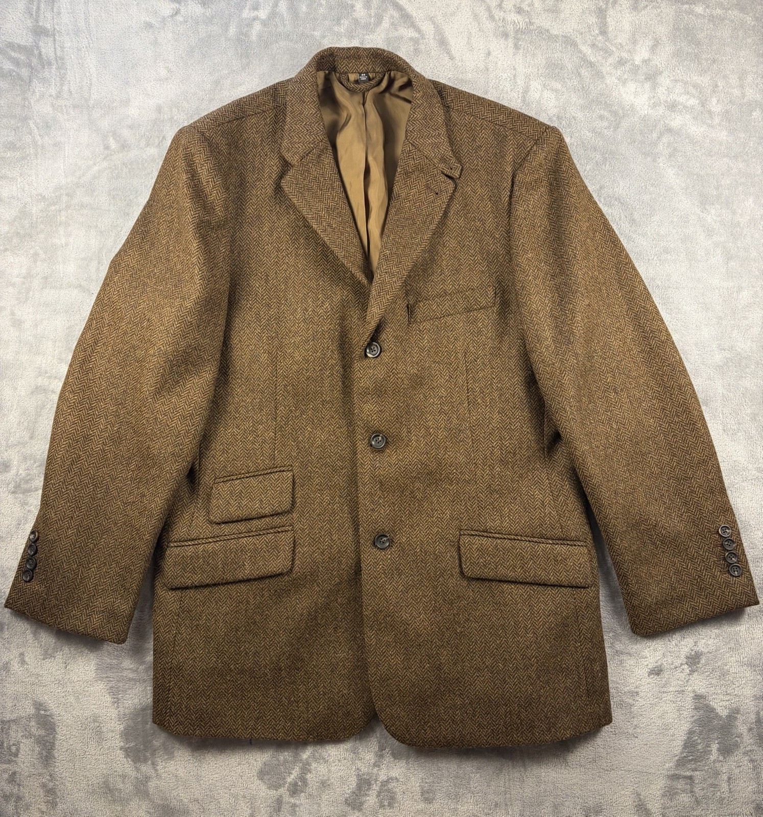 Mens J. Peterman Moon Brown 100% Wool Herringbone Sport Coat Blazer Jacket 44 Mens J. Peterman Moon Brown 100% Wool Herringbone Sport Coat Blazer Jacket 44