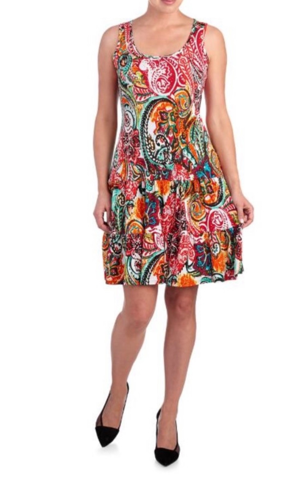 IVY LANE Woman\'s Medium Teal/Raspberry Paisley Print Tiered Shift Dress NWT IVY LANE Woman\'s Medium Teal/Raspberry Paisley Print Tiered Shift Dress NWT