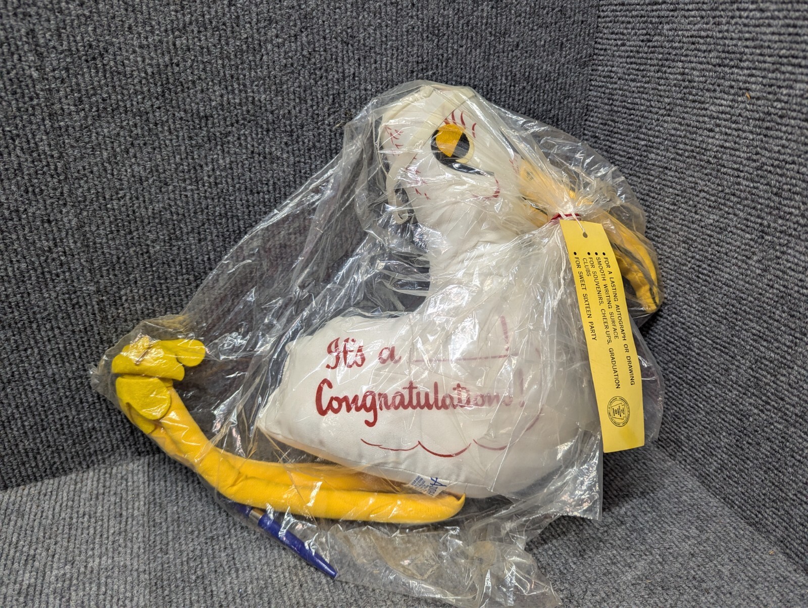 Vtg Adorable Toy Corp Plush - STORK - Autographable - NEW WITH TAG RARE FIND