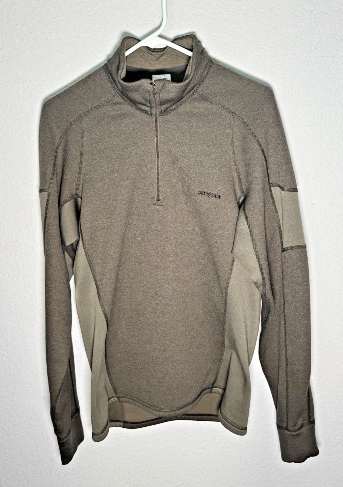 Patagonia Stretch Velocity 1/4 Zip Fleece Mens Medium Army Green