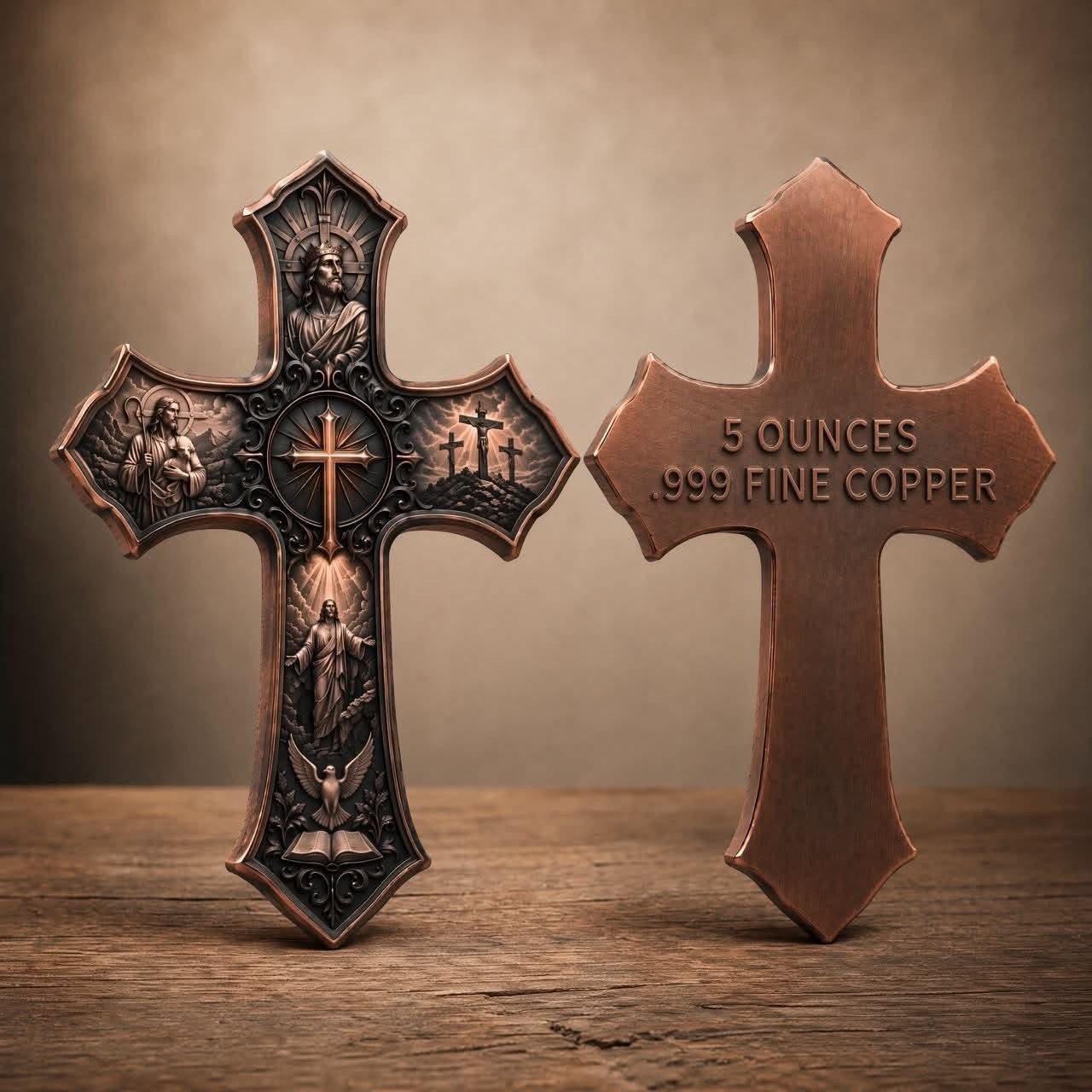 **PRESALE** 5oz SDE Mint High Relief Cross .999 Copper w cap, 2500 mintage
