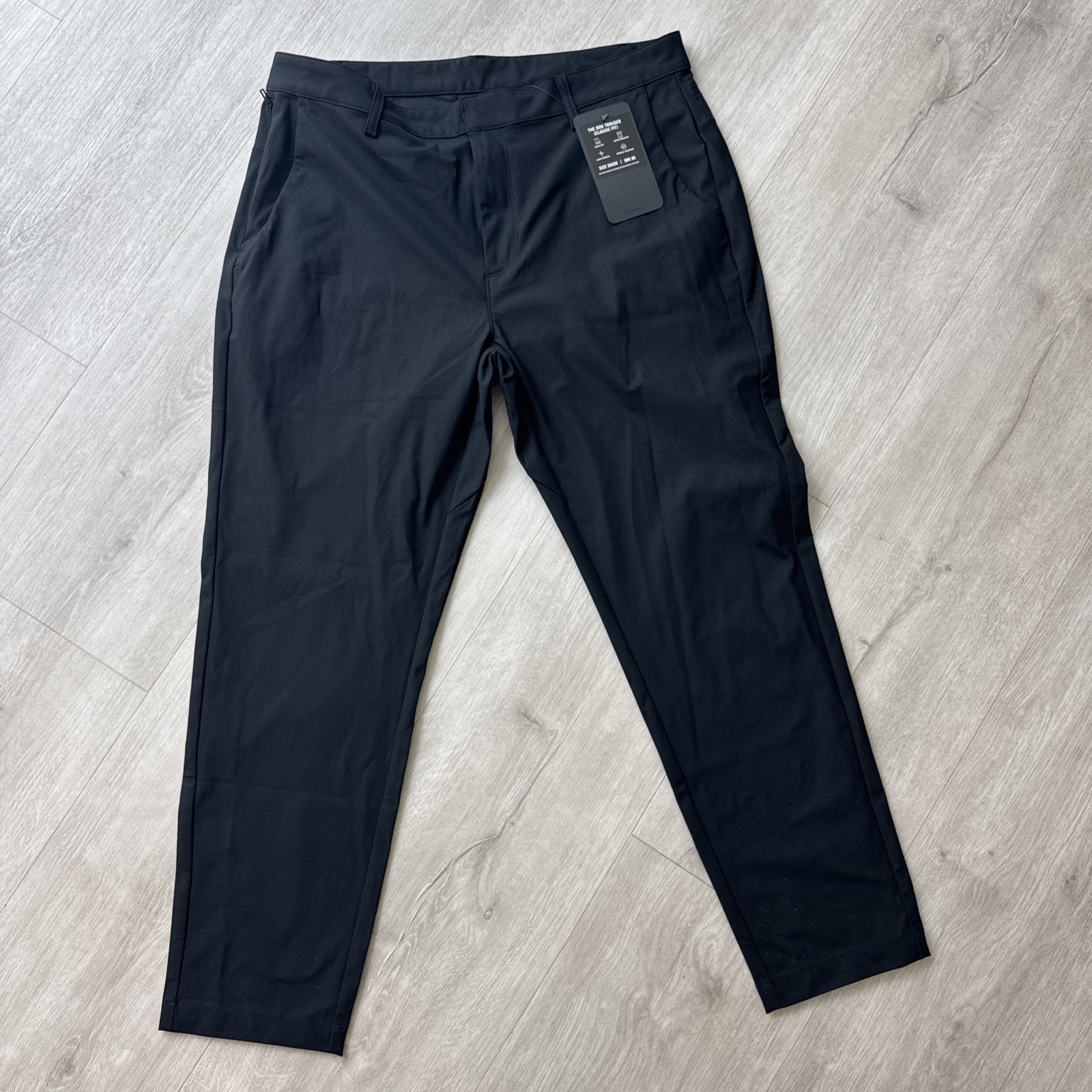 Fabletics The Don Trouser Pants Mens 35x30 Black Stretch Flat Front Classic Fit