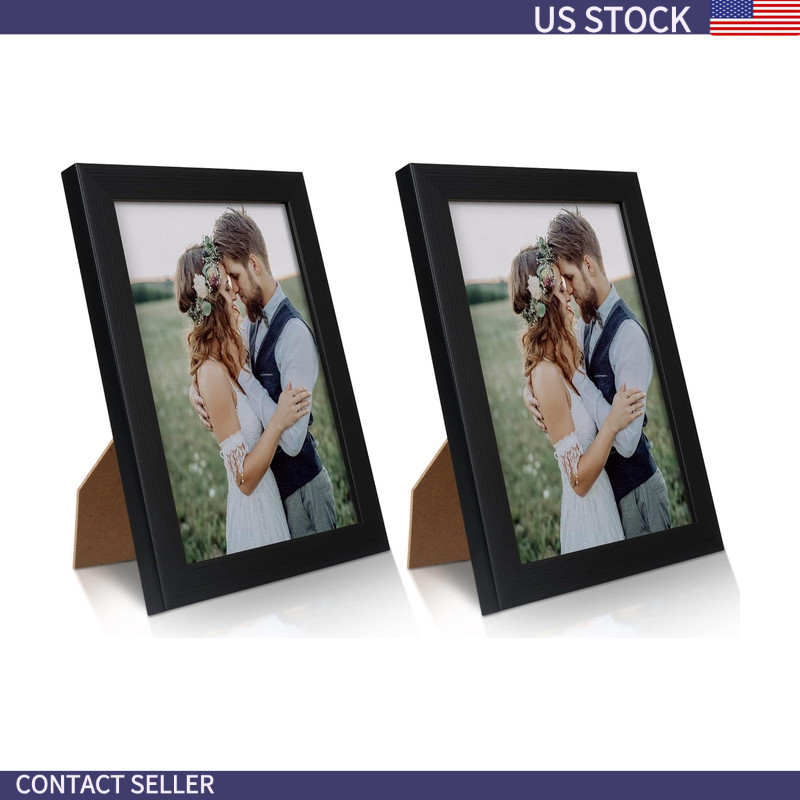 2 Pack 5x7 Picture Frame, Black Picture Frame for Wall and Tabletop Display