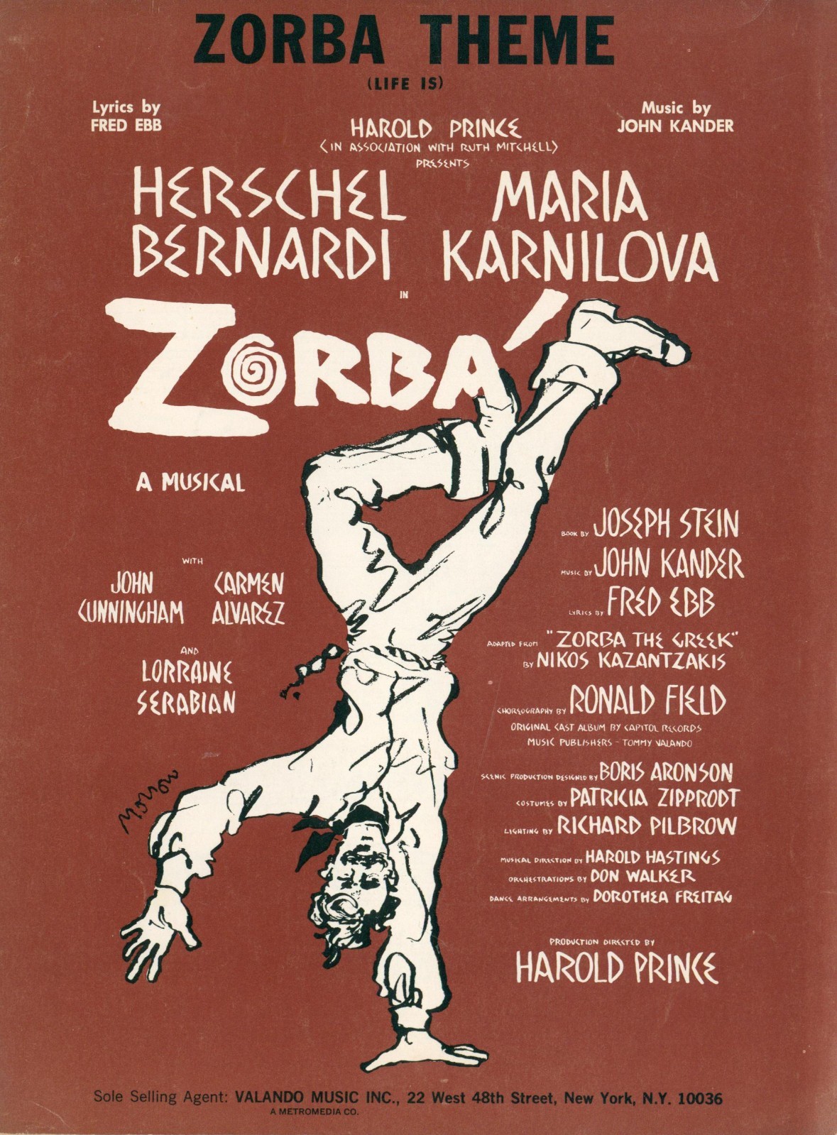 Zorba Broadway Theme Life Is Sheet Music Piano Voice Guitar 1968 Ebb Kander