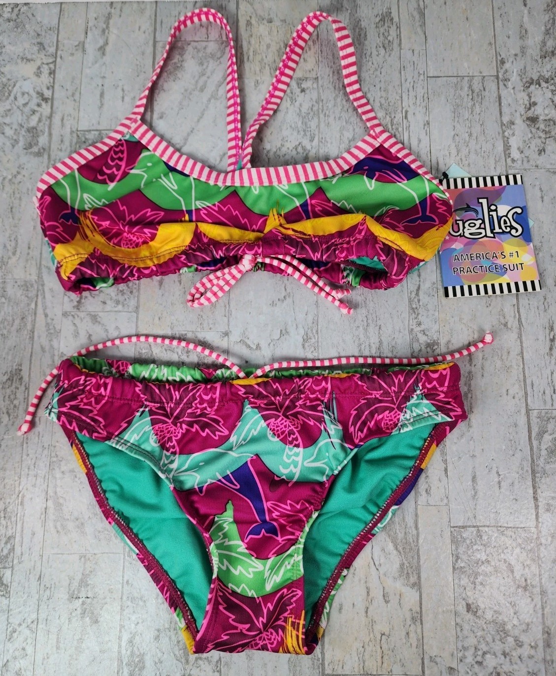 Uglies Girls Medium Dolfin NEW w/tag two Piece Swimsuit Tropicana 30A Uglies Girls Medium Dolfin NEW w/tag two Piece Swimsuit Tropicana 30A