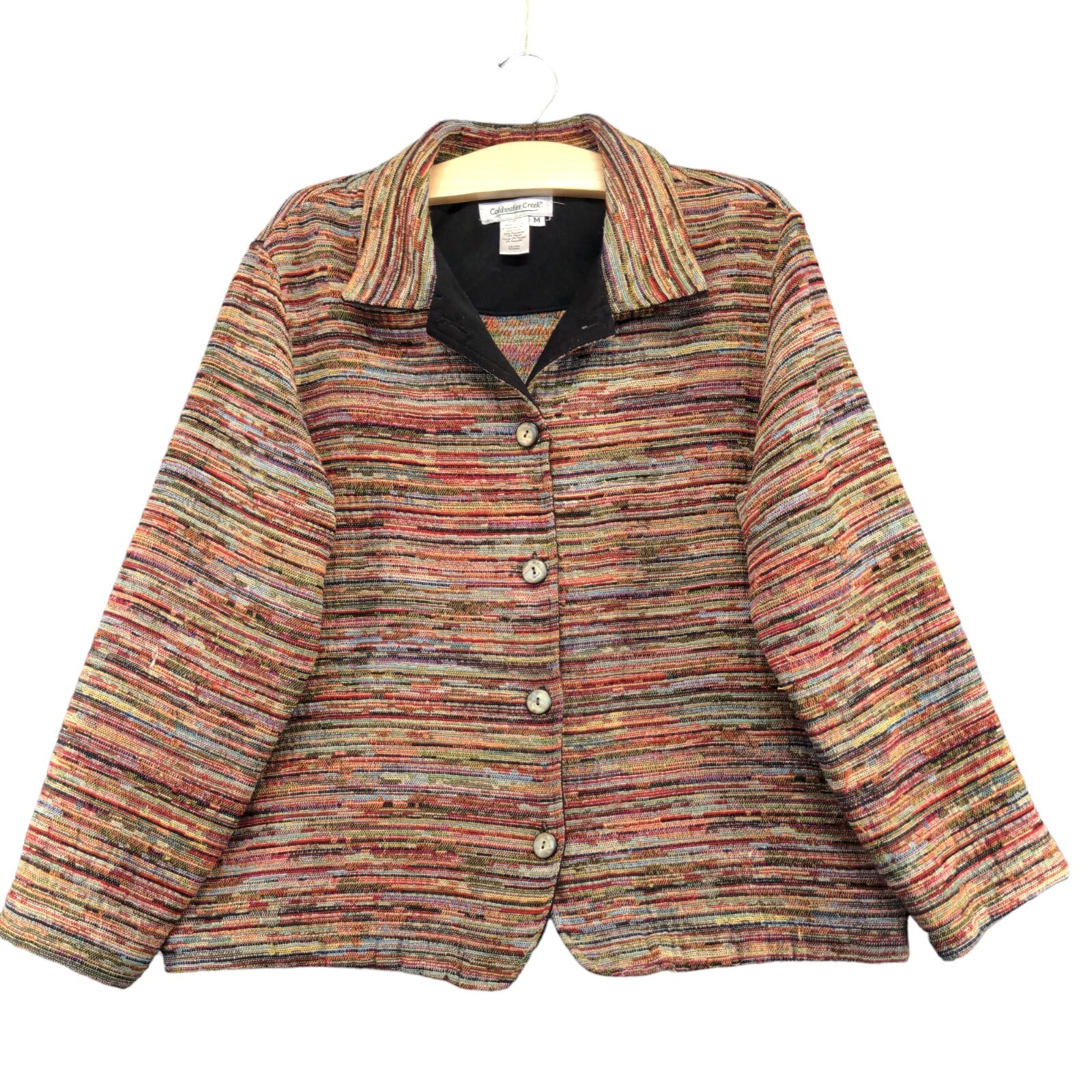 Coldwater Creek Women\'s Button-Up Blazer Jacket Multicolor Medium Striped