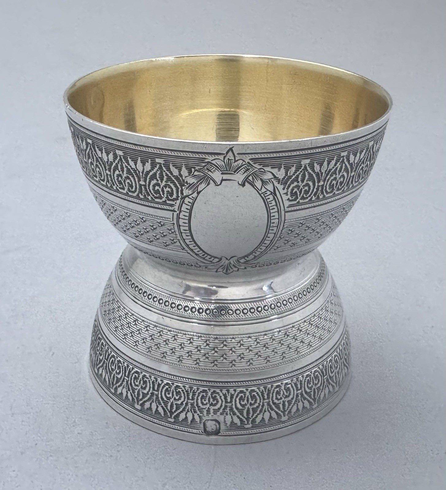 Superb Emile Puitrfocat Antique French 950 Sterling Silver Egg Double Holder Cup