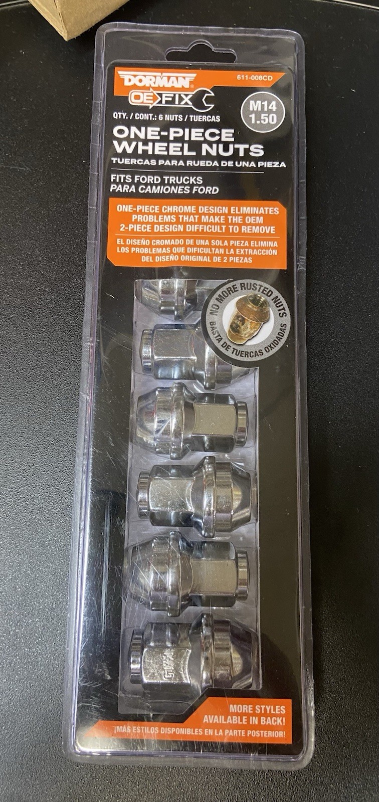 Dorman 611-008CD Wheel Lug Nut Set (6-Pack) ~ M14 ~ 1.50 ~ New in Package