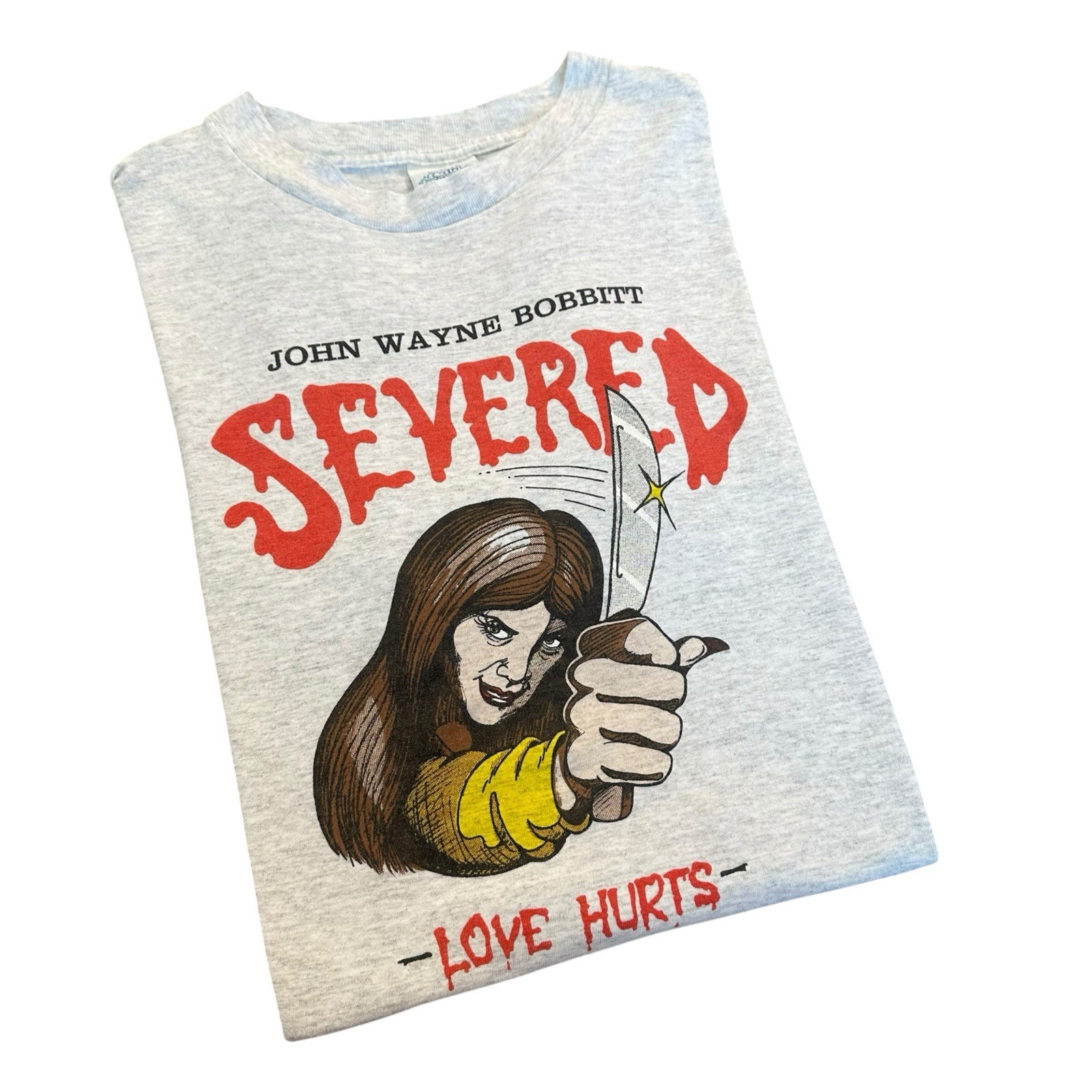 Vintage 1990s Severed Love Hurts John Wayne Bobbitt Shirt size XL