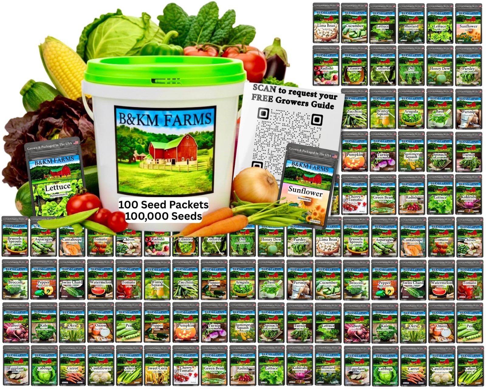 100,000 Non-GMO Heirloom Seed Kit - 50 Fruit & Vegetable Varieties for Gardeners 100,000 Non-GMO Heirloom Seed Kit - 50 Fruit & Vegetable Varieties for Gardeners