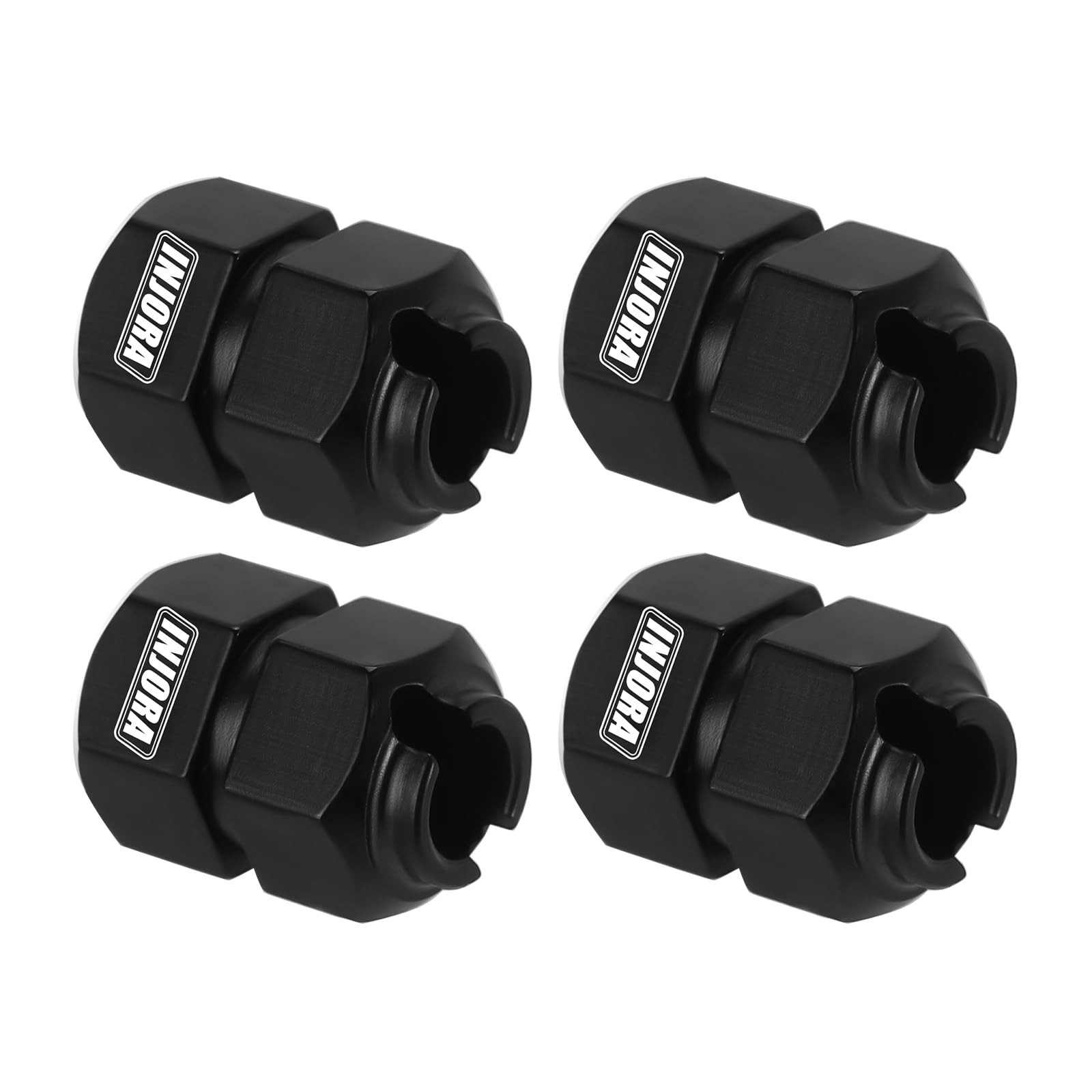INJORA Thickness 9mm(+5mm) Brass Wheel Hex with Nuts for TRX4M Small, Black
