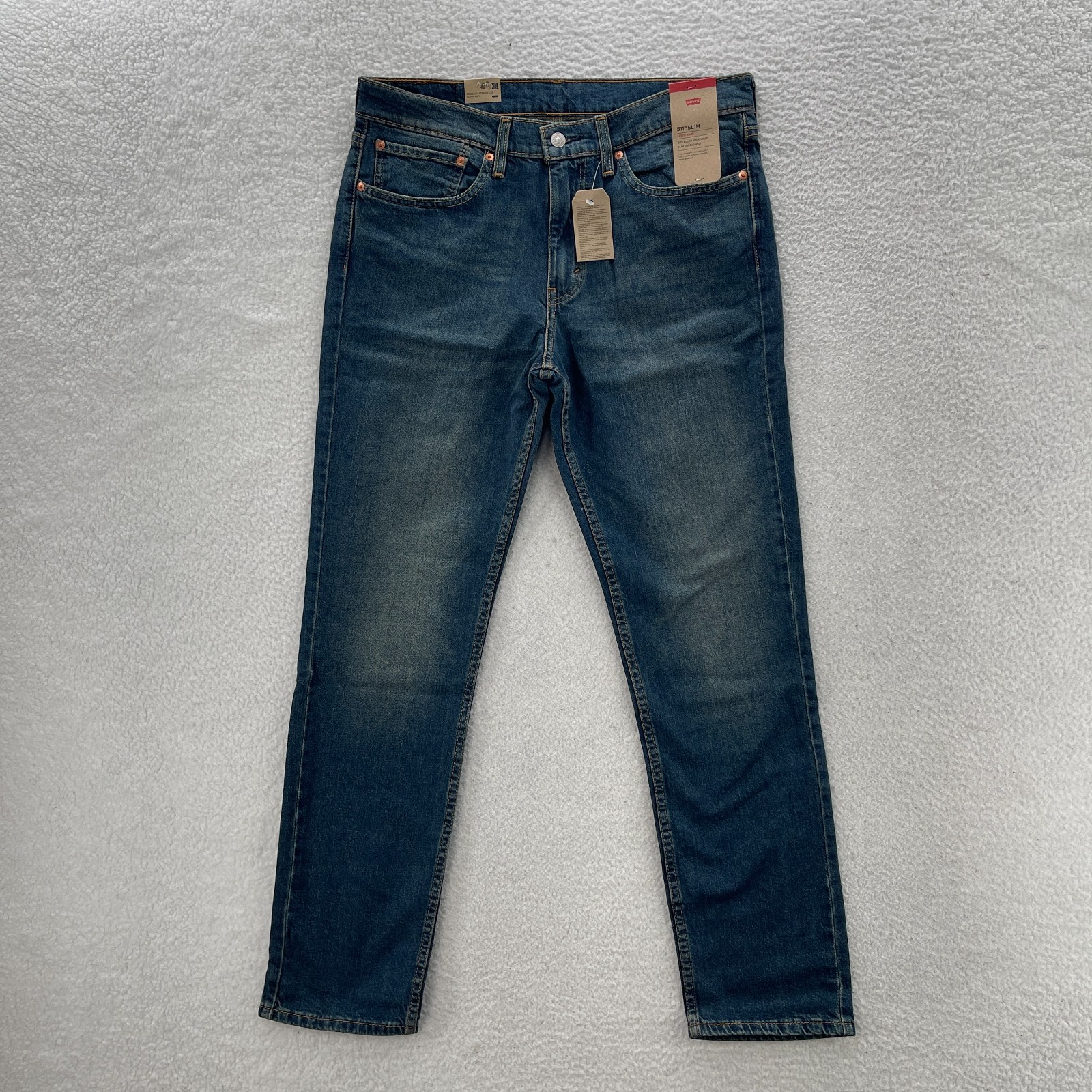 Levis 511 Jeans Mens 34x32 Blue Slim Fit Dark Wash Stretch Preppy Grunge NEW
