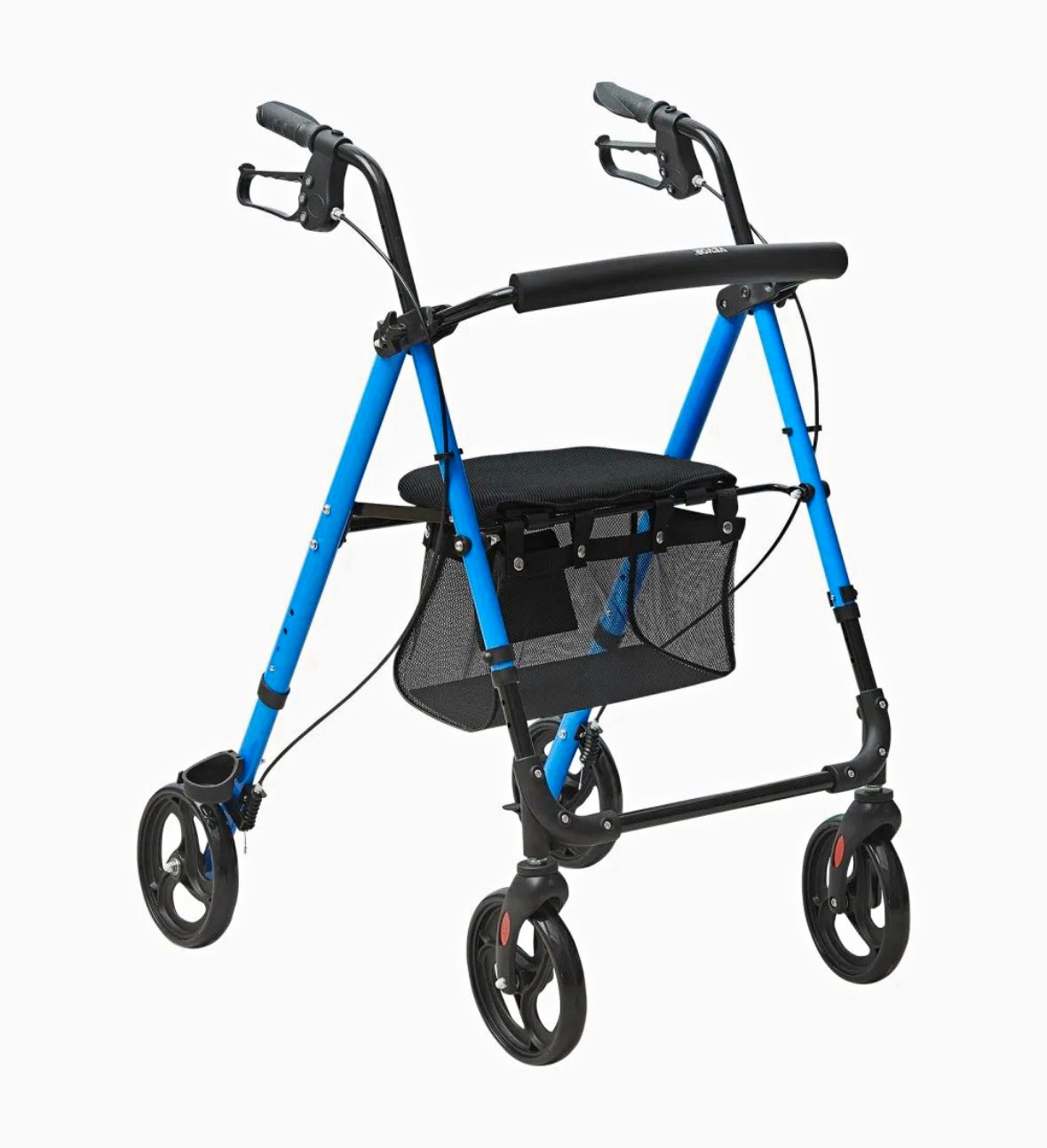 VEVOR Blue/Black 4-Wheel Foldable Rollator w/ Seat Backrest Bag 300 lb