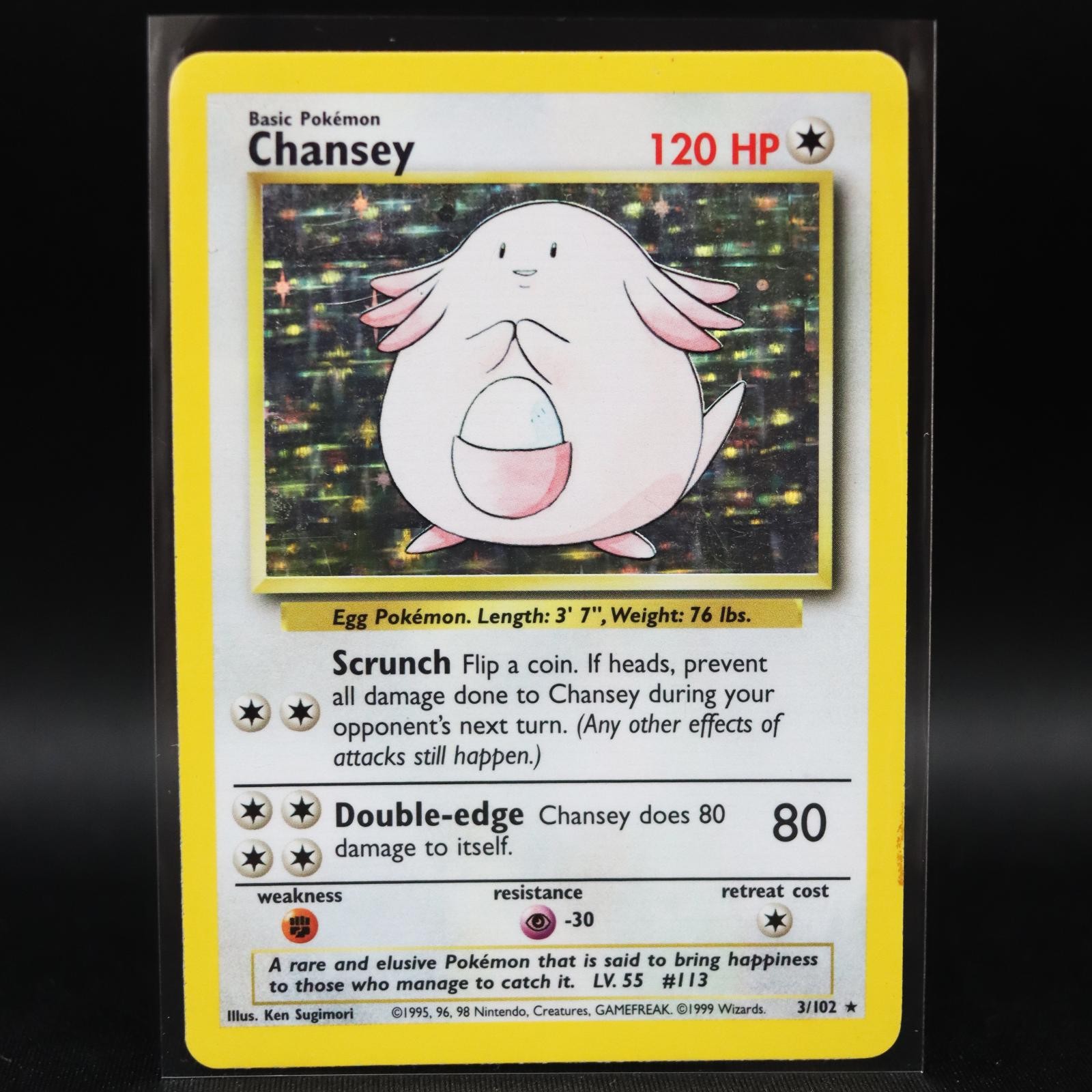 Chansey 3/102 Holo Rare Base Set Unlimited Pokemon Lightly Played