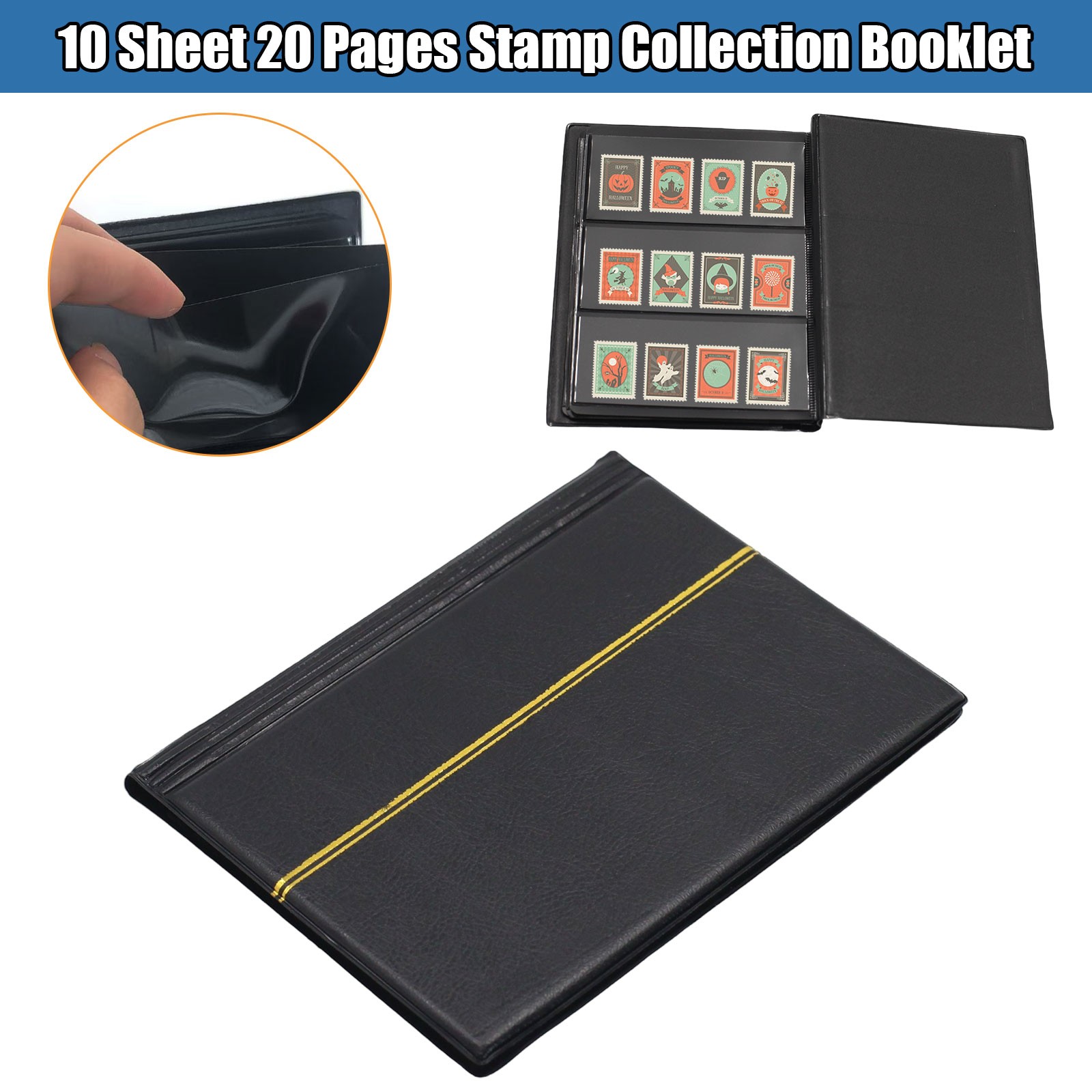 Durable Stamp Collection Album with 20 Sheets, Perfect for Hobbyists