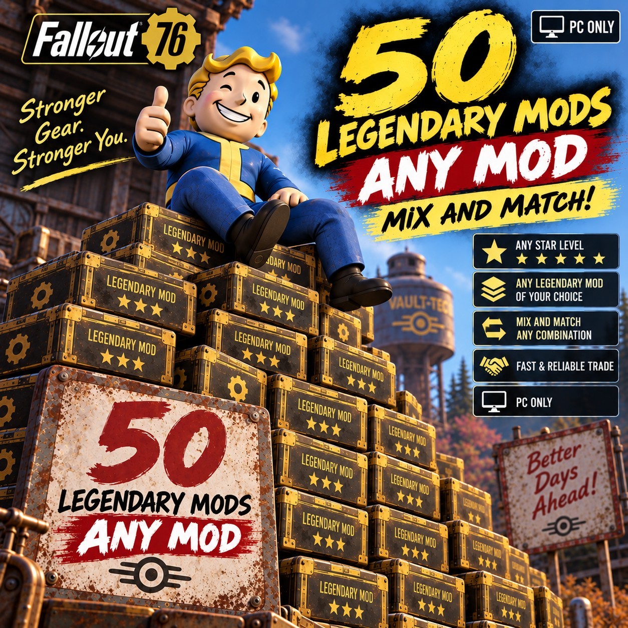 FALLOUT 76 [PC] X50 ANY LEGENDARY MODS (MIX AND MATCH)