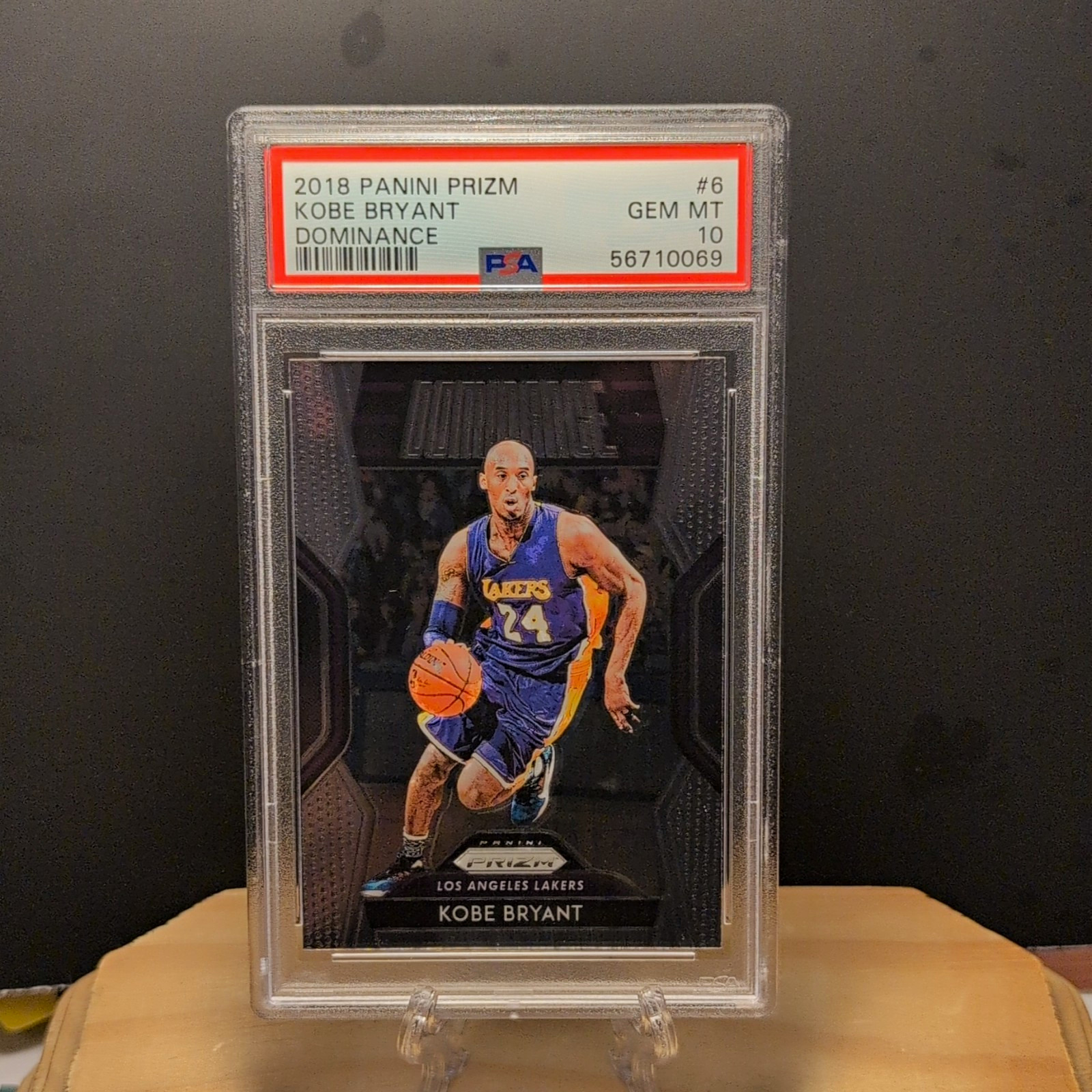Panini 2018-19 Prizm Dominance Kobe Bryant Lakers #6 PSA 10 Insert Card