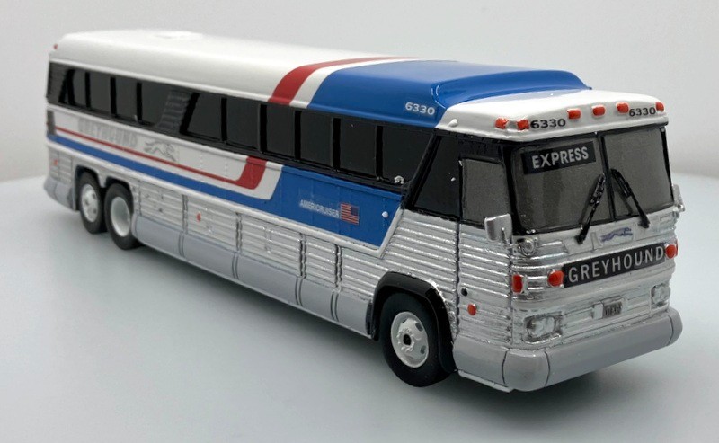 MCI MC-8 Coach: Greyhound AmeriCruiser 1:43 Hand-Built Scale Replica MCI MC-8 Coach: Greyhound AmeriCruiser 1:43 Hand-Built Scale Replica