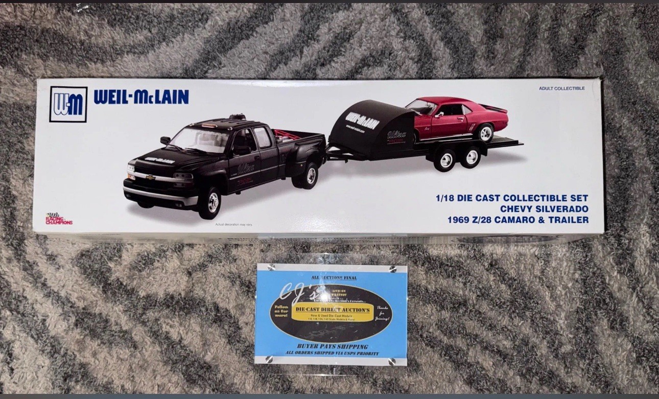 Racing Champions 1/18 Scale Weil-McLain Set #10 Chevrolet Dually, Trailer, *NIB*