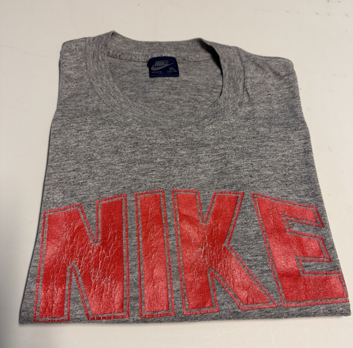 VTG 80\'s Nike Dome Logo T-shirt UNLV Made USA XL Rare OG Dunk Blue Tag Tri-Blend
