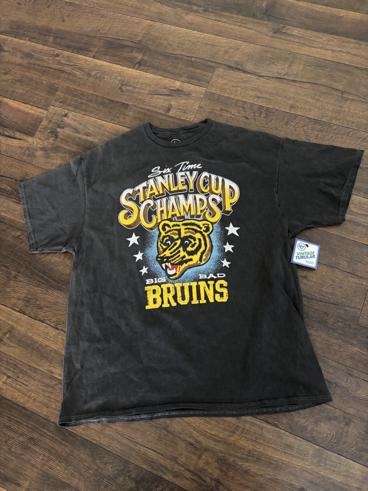 NHL BOSTON BRUINS MEN\'S VINTAGE TUBULAR t-shirt, black, 2XL, New, \'47