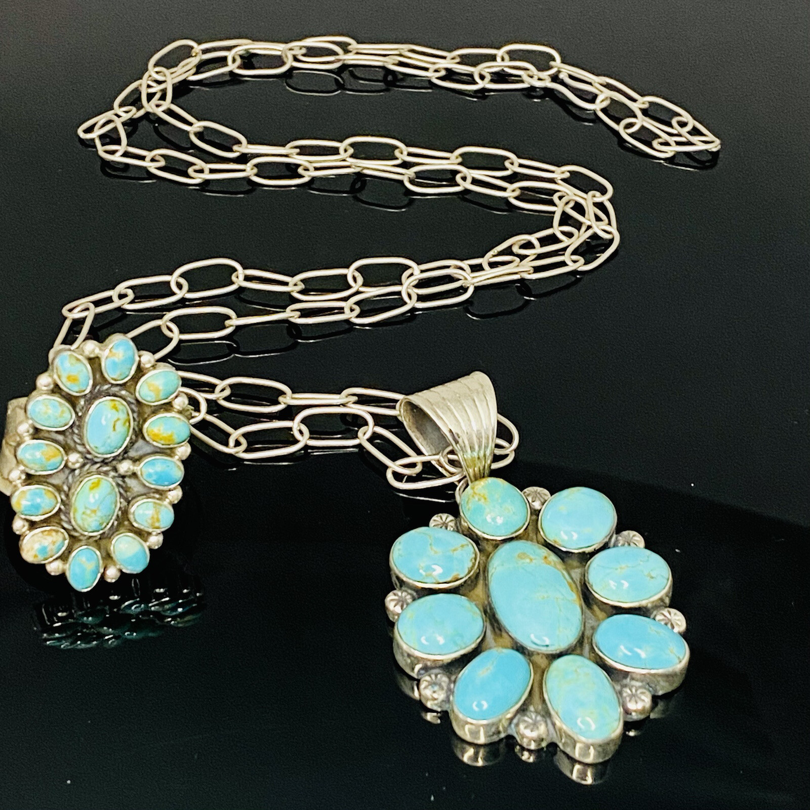 HUGE DAN DODSON TURQUOISE PENDANT TRENDING BOHO CHIC