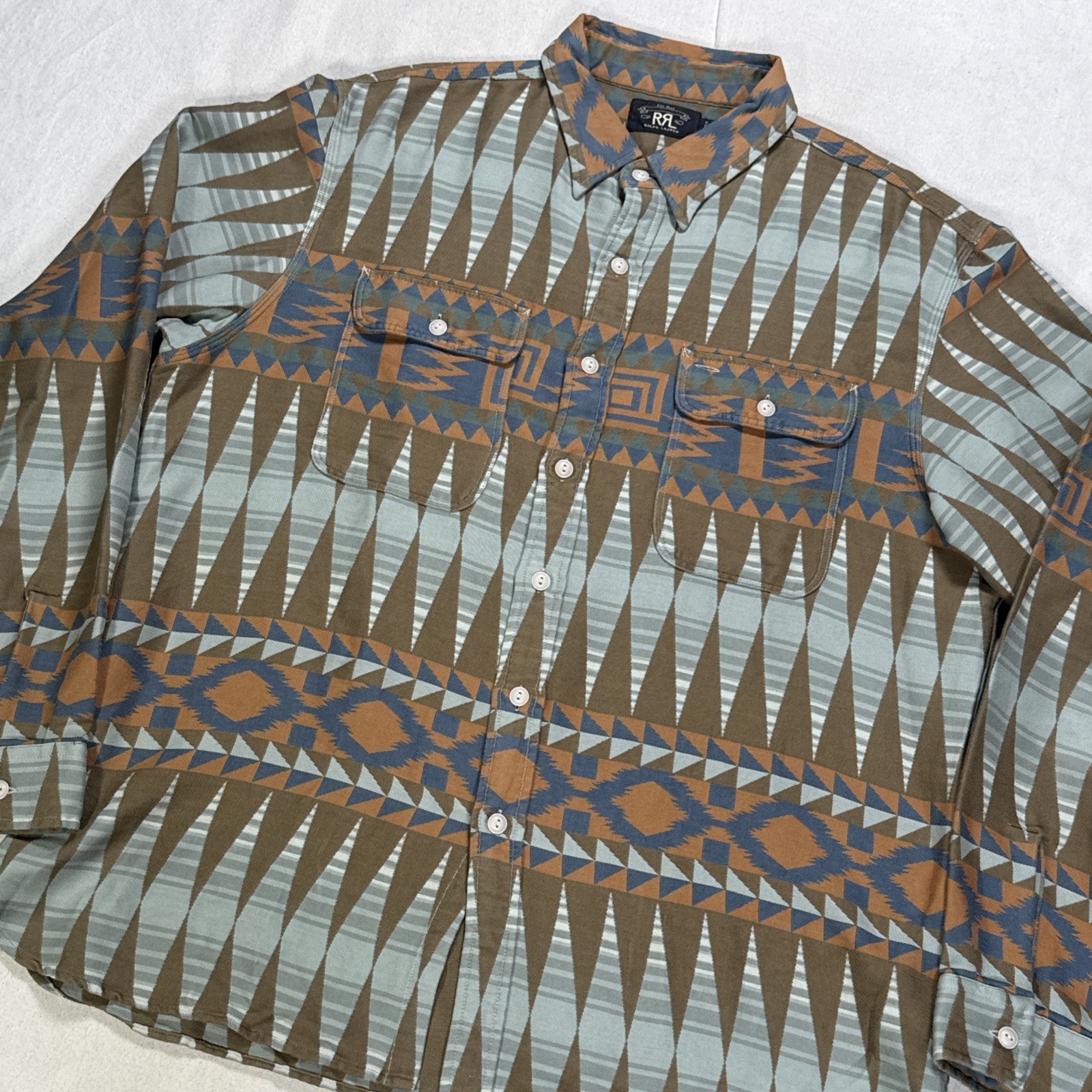 RRL DOUBLE RL Men XXL Multi Melton Fairisle Brushed Jacquard Overshirt