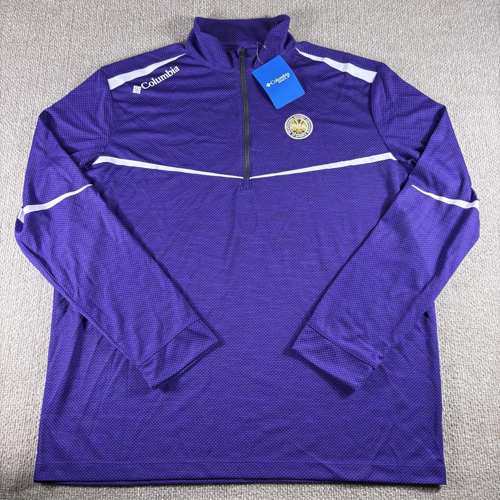 Columbia Golf Omni-Wick Pullover Mens Large Purple 1/4 Zip Long Sleeve PGA Top